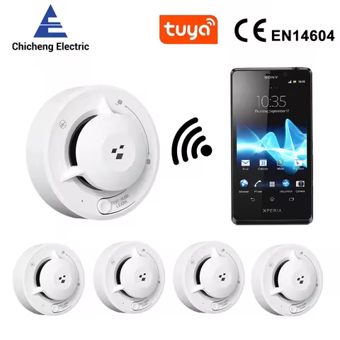 Tuya Wifi 연기 감지기 스마트 화재 경보 광전 연기 감지기 85dB 무선 연기 경보 AA 배터리 Tuya App 제어