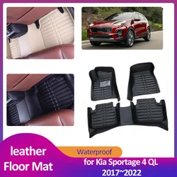 Car Floor Mat for Kia Sportage 4 QL 2017~2022 2018 Waterproof Leather Foot Inner Liner Carpet Pad Custom Cover Rug Accessories