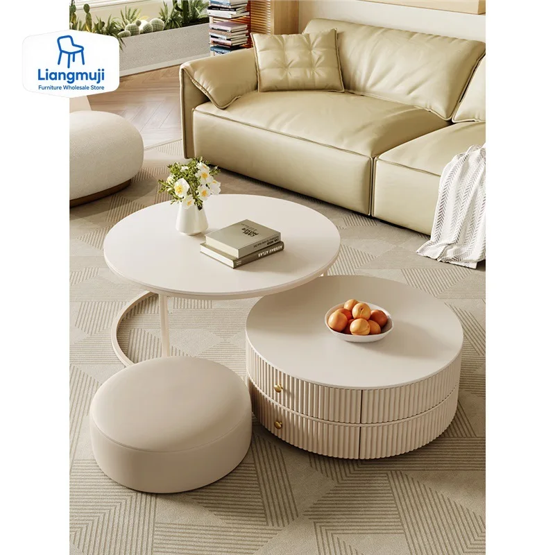 

Salon Coffee Table Modern Storage Round Designer Table Minimalist Stands Mobile Design Muebles Para El Hogar Home Furniture
