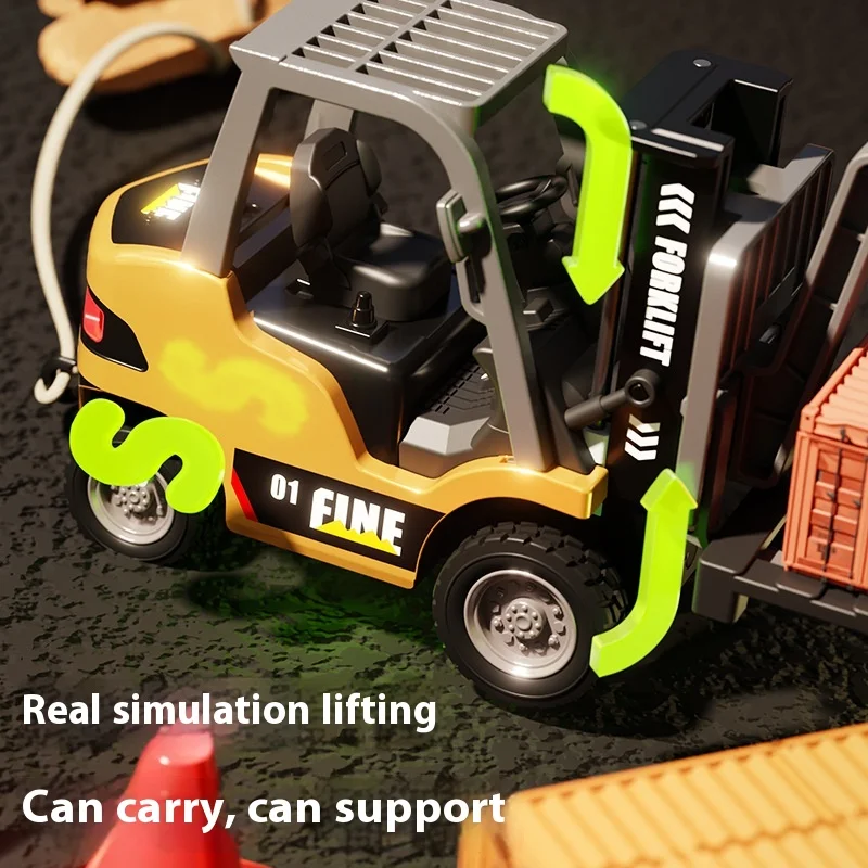 

Dithering Boom Forklift 1:64 Desktop Mini Alloy Bluetooth Remote Control Engineering Vehicle Remote Alloy Car Model Rc Toy Gift