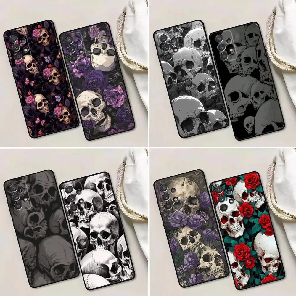 

Spooky Skull Art Patterns Phone Case For Samsung Galaxy A13,A21s,A22,A31,A32,A52,A53,A71,A80,A91 Soft Black Phone Cover