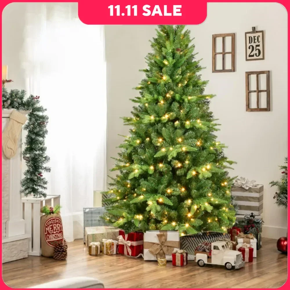 The 7 feet PVC green Christmas tree makes the tree fluffy and authentic, and it is easy to unfold the PE+PVC leaves Green