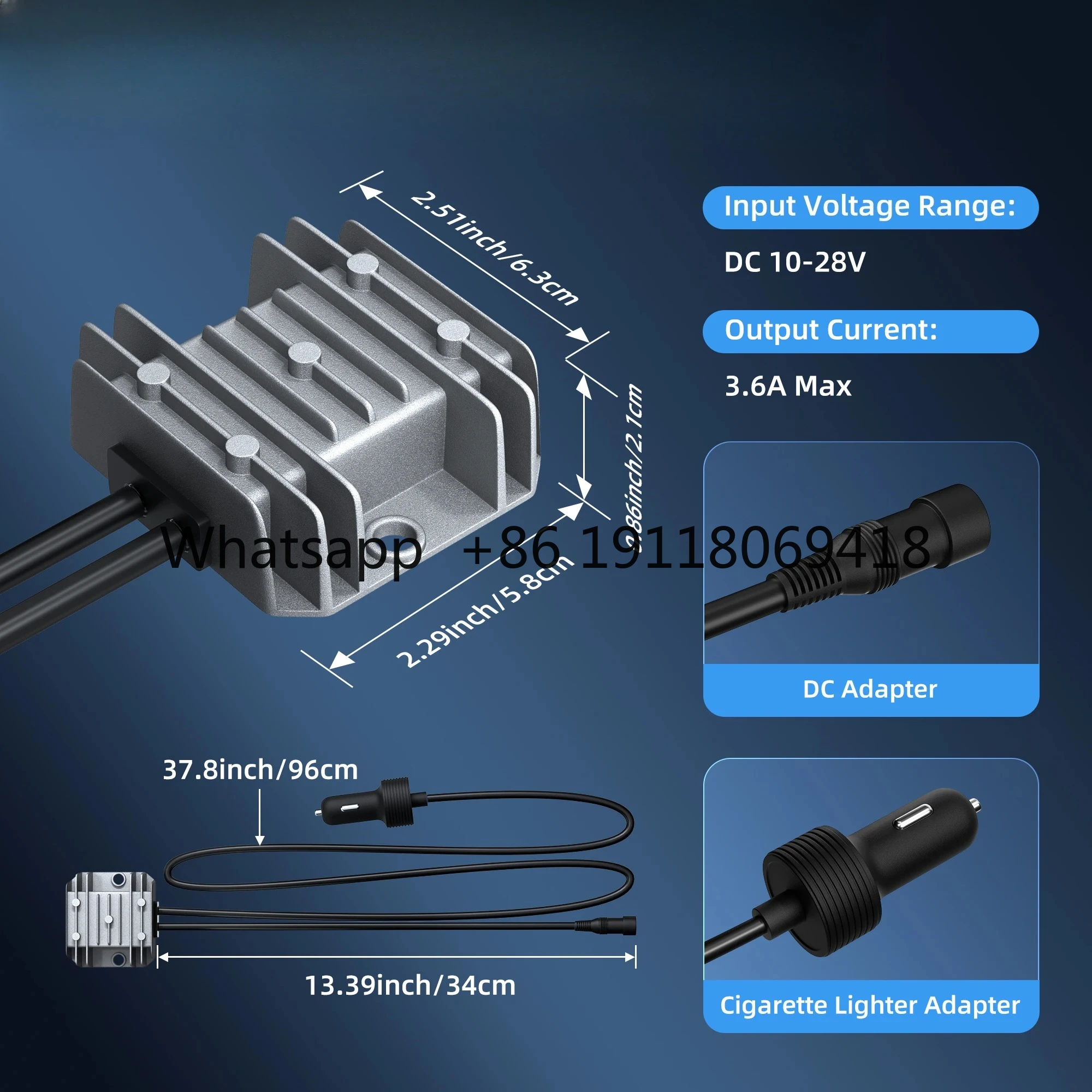 Adapter do kabla samochodowego z konwerterem podwyższającym napięcie, kabel zasilający 12V z wtyczką zapalniczki, konwersja 10-28V na 30V 3.5A