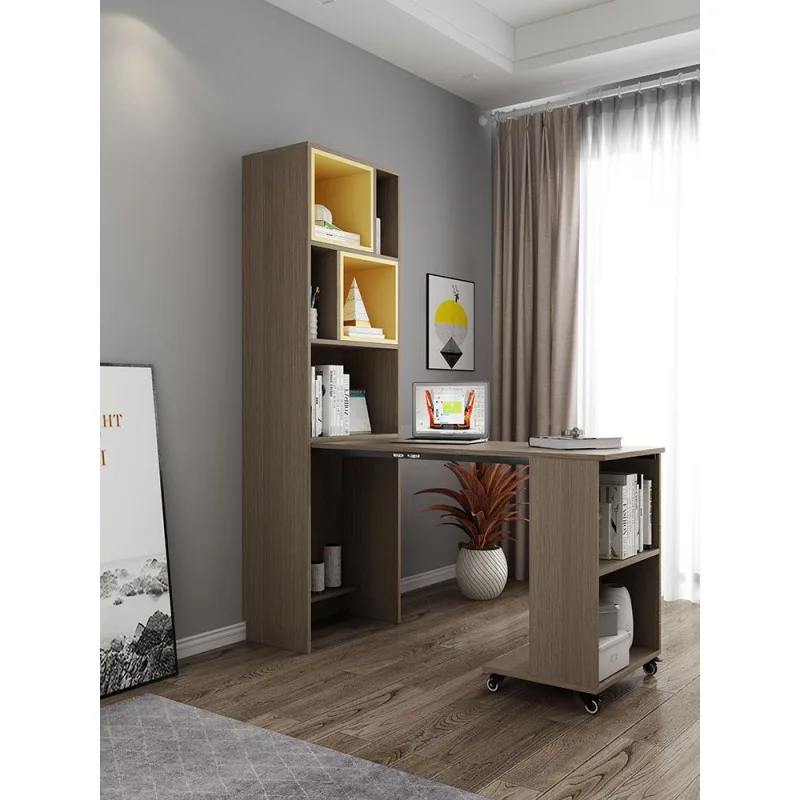 Nordic folding table bookshelf bookcase combination home small apartment modern foldable office computer desk