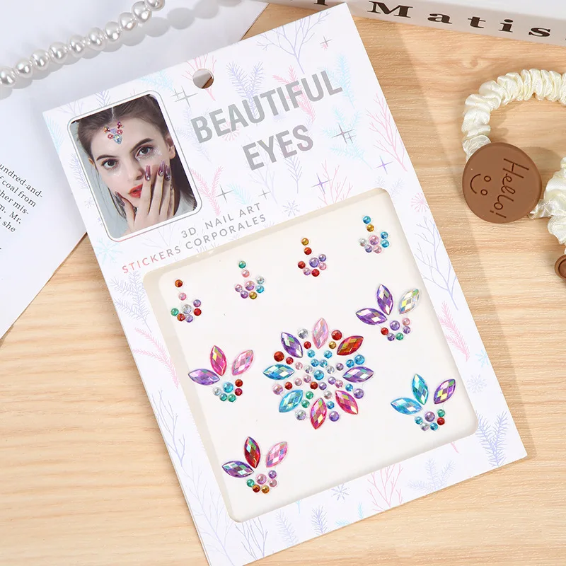 Face Rhinestone Stickers Self Adhesive Forehead Eye Gems for Festival Party Stage Makeup DIY Decor view 4