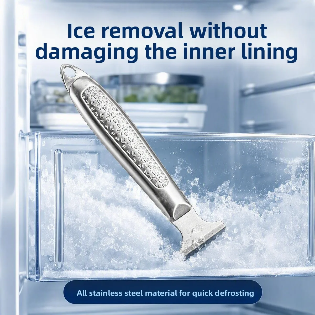 Stainless Steel Ice Scraper Fridge Freezer Defrosting Tool Thickened Rustproof Kitchen Cleaner