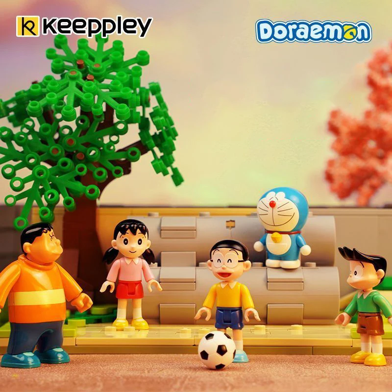 New Keeppley Doraemon Building Block Cement Pipe Street View Building Open Space Model Desk Decoration Children's Toys Girl Gift