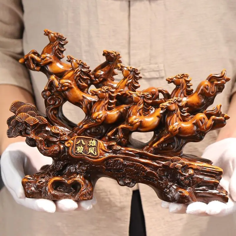 

24x9x16cm small resin eight horse horse ornament handicraft housewarming gift feng shui Artificial Animal desk decoration