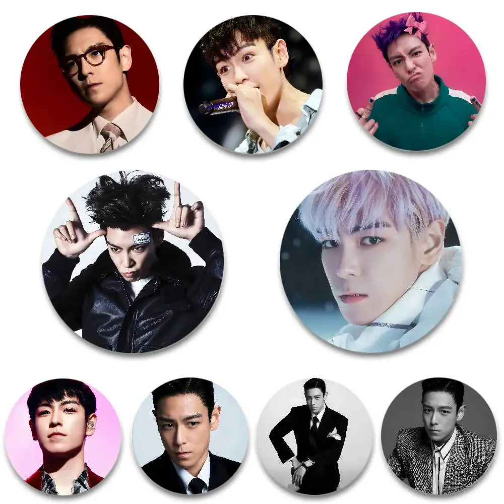 الكورية المشاهير المغني T-TOP شارات أنيمي شارة ليزر مستديرة الكرتون بروش الملابس ظهره اكسسوارات التلبيب