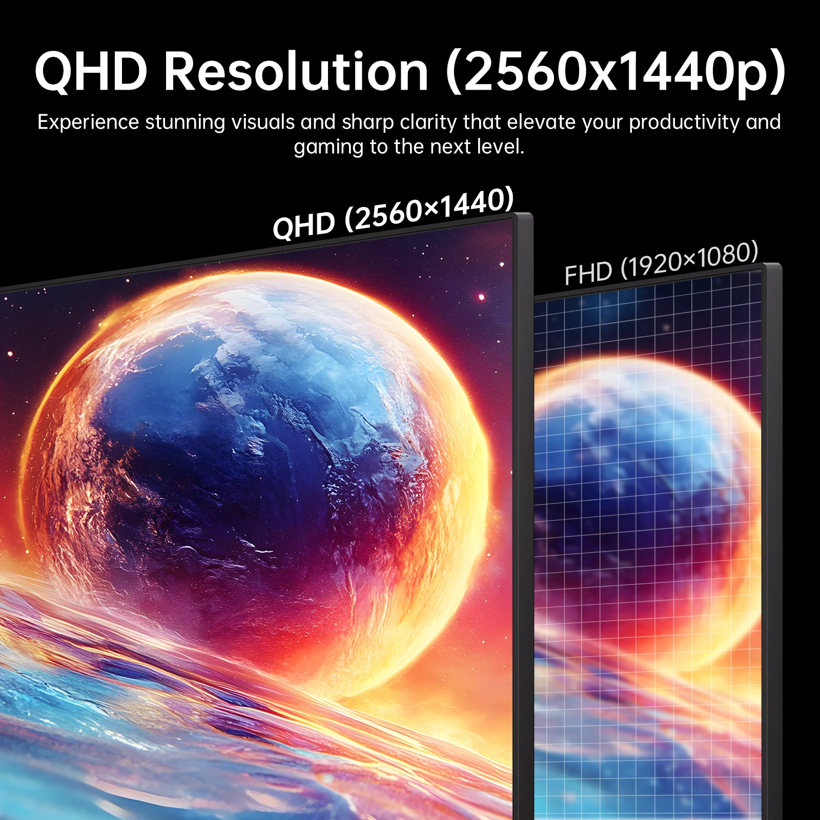 Monitor Komputer KTC 32 Inci 2K, Monitor IPS 1440p dengan Bezel Ultra-Tipis, HDR10, Freesync/G-sync, Port HDMI/DP