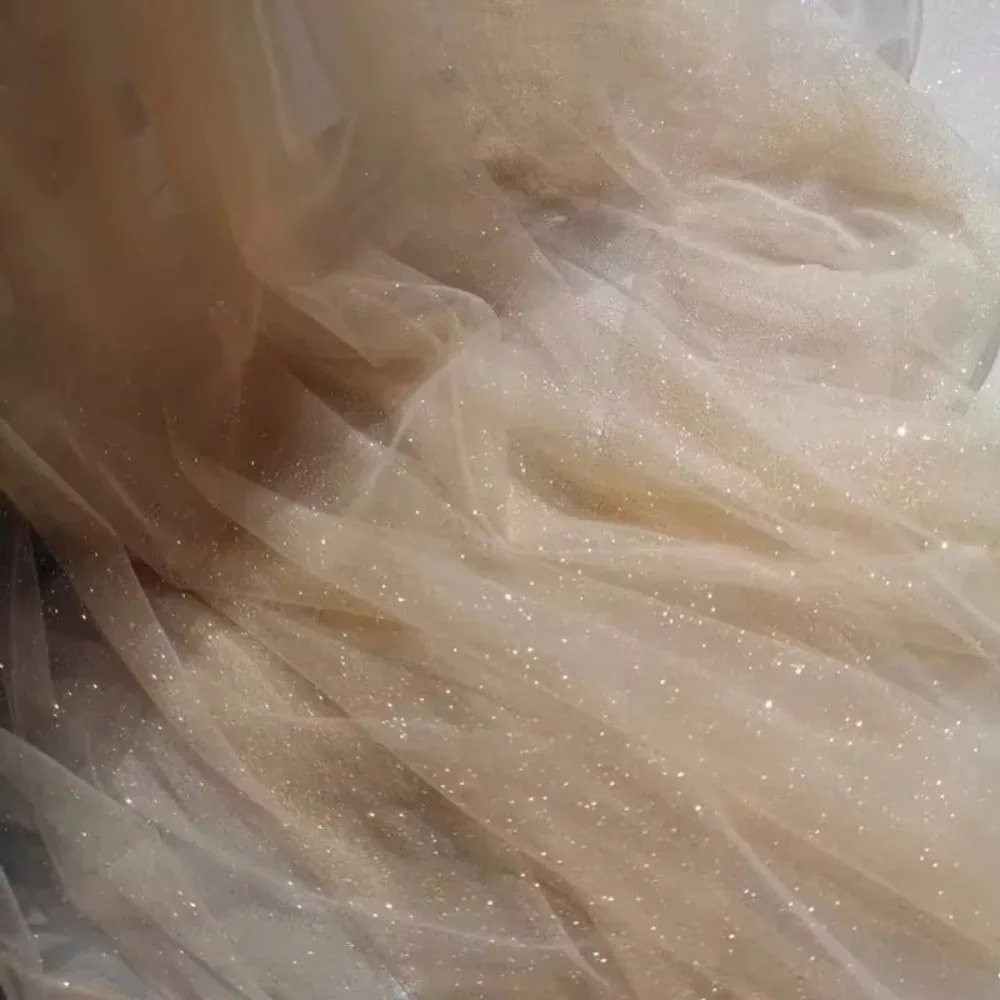 Nuovo 45cmX150cm Maglia Sparkle Tessuto Cucito FAI DA TE Morbido Sparkle Tulle Tessuto Glitter Paillettes Colore Solido Decorazione Materiale