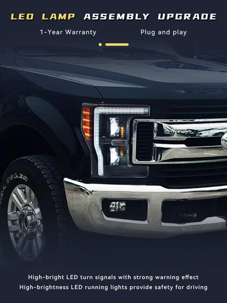 

Vehicles Accessories For Ford 2017-2019 F250 Front Light DRL Head Lamp Car Turn Signal Upgrade LED Headlight Lens Automatic