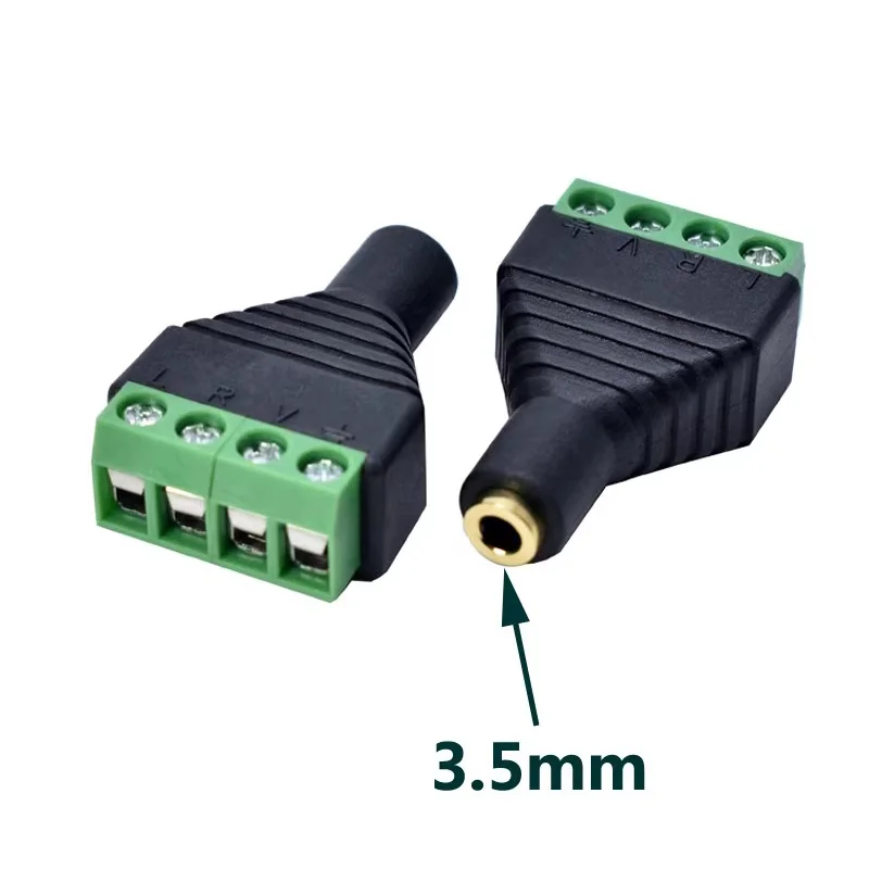 5/20/100PCS 3.5mm 4 Pole Stereo AV Balun Terminal Block Male Plug Female Jack to 4 Screw Double Track Female Terminal