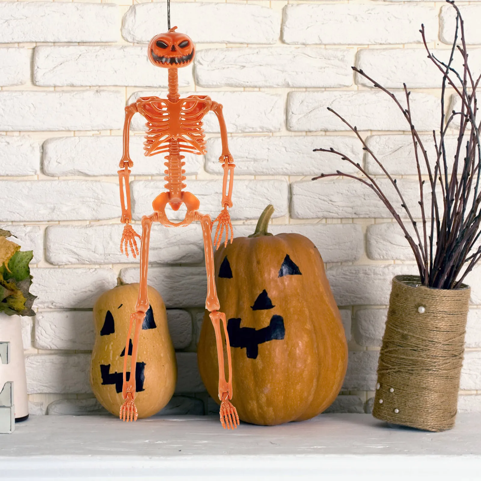 

Halloween Pumpkin Decor 40CM Hanging Rope Flexible Joints Party Decoration Indoor Props Skull Pendant