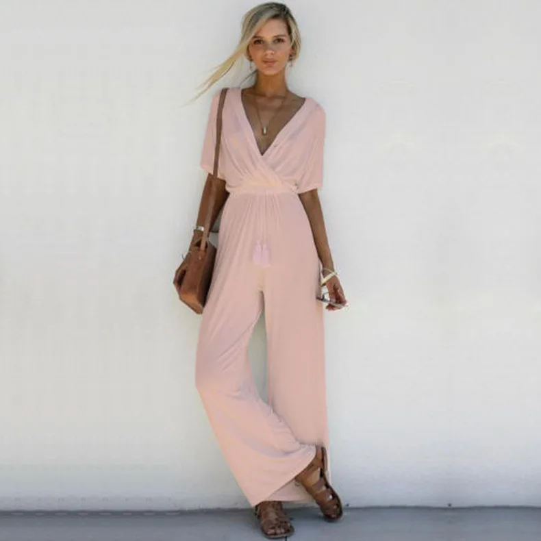 

Fashionable New Solid Color Jumpsuit Casual Short Sleeved Jumpsuit Spring/summer Commuting Women's Clothing