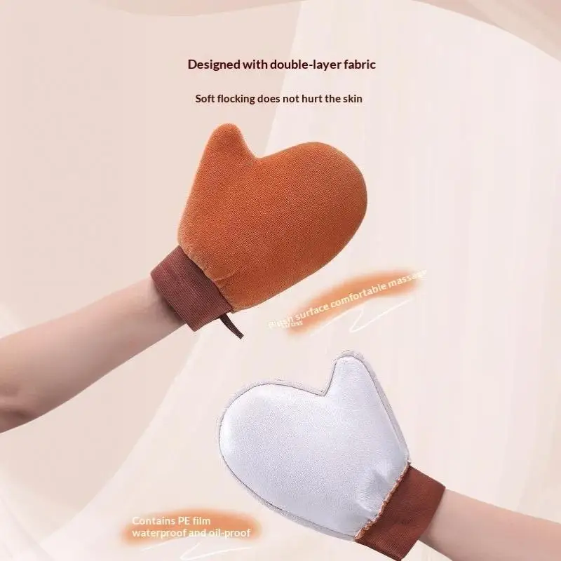 Körperlotion-Handschuh Selbstbräunungs-Handschuh Doppelseitig Verhindert Klebrige Hände Applikator Schnell Trocknender Beflockter Handschuh Make-up-Applikator – Detail 15