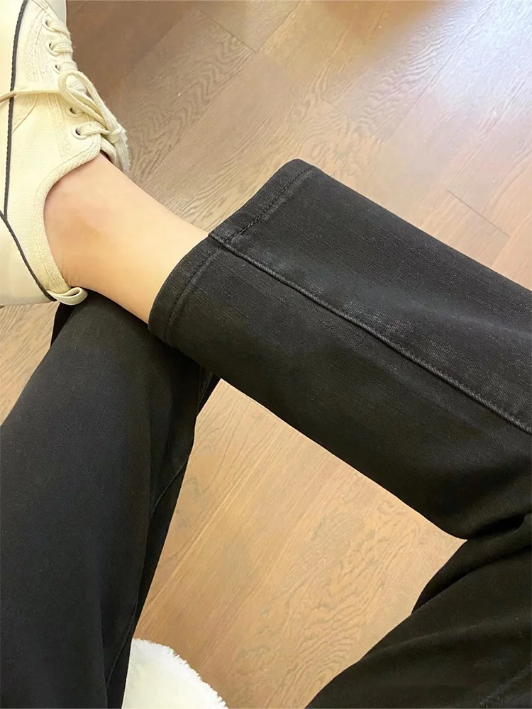 جينز نسائي عالي الخصر مستقيم الساق من بلا، موديل جديد للخريف والشتاء، نحيف وفضفاض، مقاس صغير ومقاس كبير، إصدار ضيق