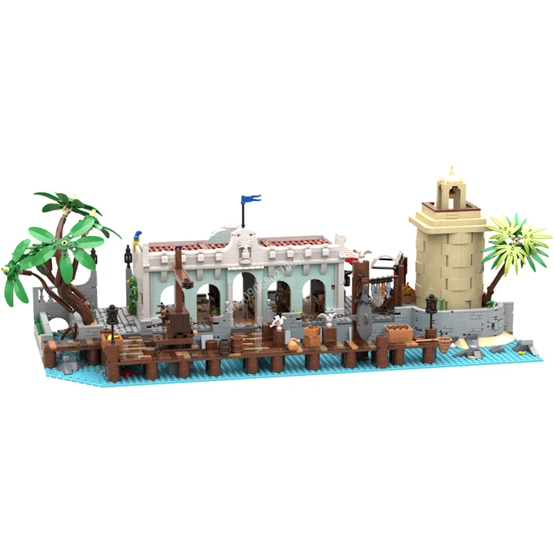 4103pcs Moc Medieval Puerto Santa Maria Dockside Market Modular Architecture Building Blocks Assembly Bricks Toys Kids DIY Gifts