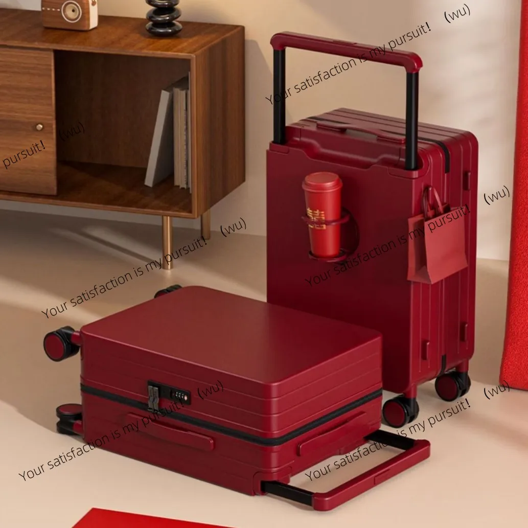 

Suitcase men's and women's new 20-inch burgundy boarding suitcase wedding dowry box child and mother box