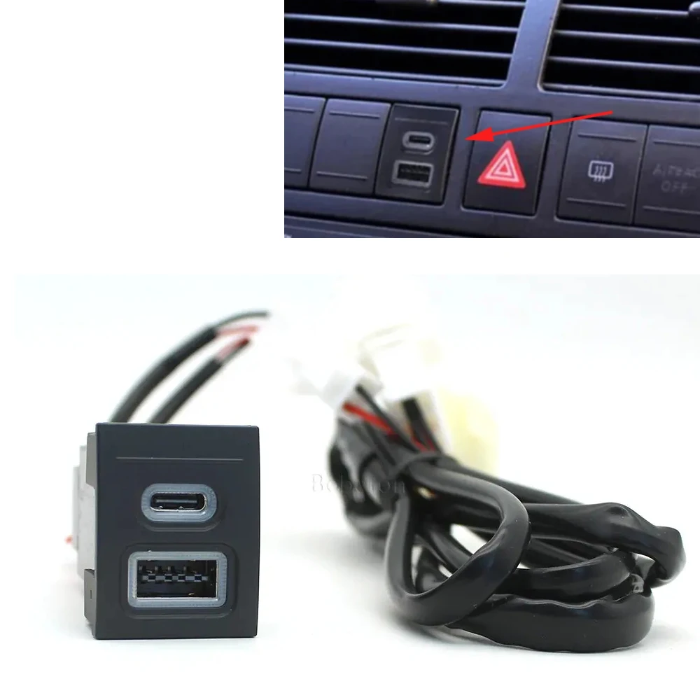 Modifiziertes Auto-Schnellladegerät QC3.0 USB Typ-C-Schnittstellenadapter Ladeschnittstellenbuchse für VW POLO 2004-2011 Zubehör