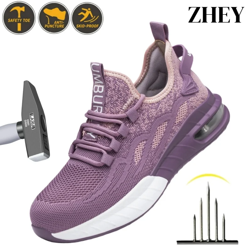 

Protective Shoes For Women Men Work Sneakers Fashion Safety Shoes Anti-smash Anti-puncture Indestructible Breathable Shoes Work