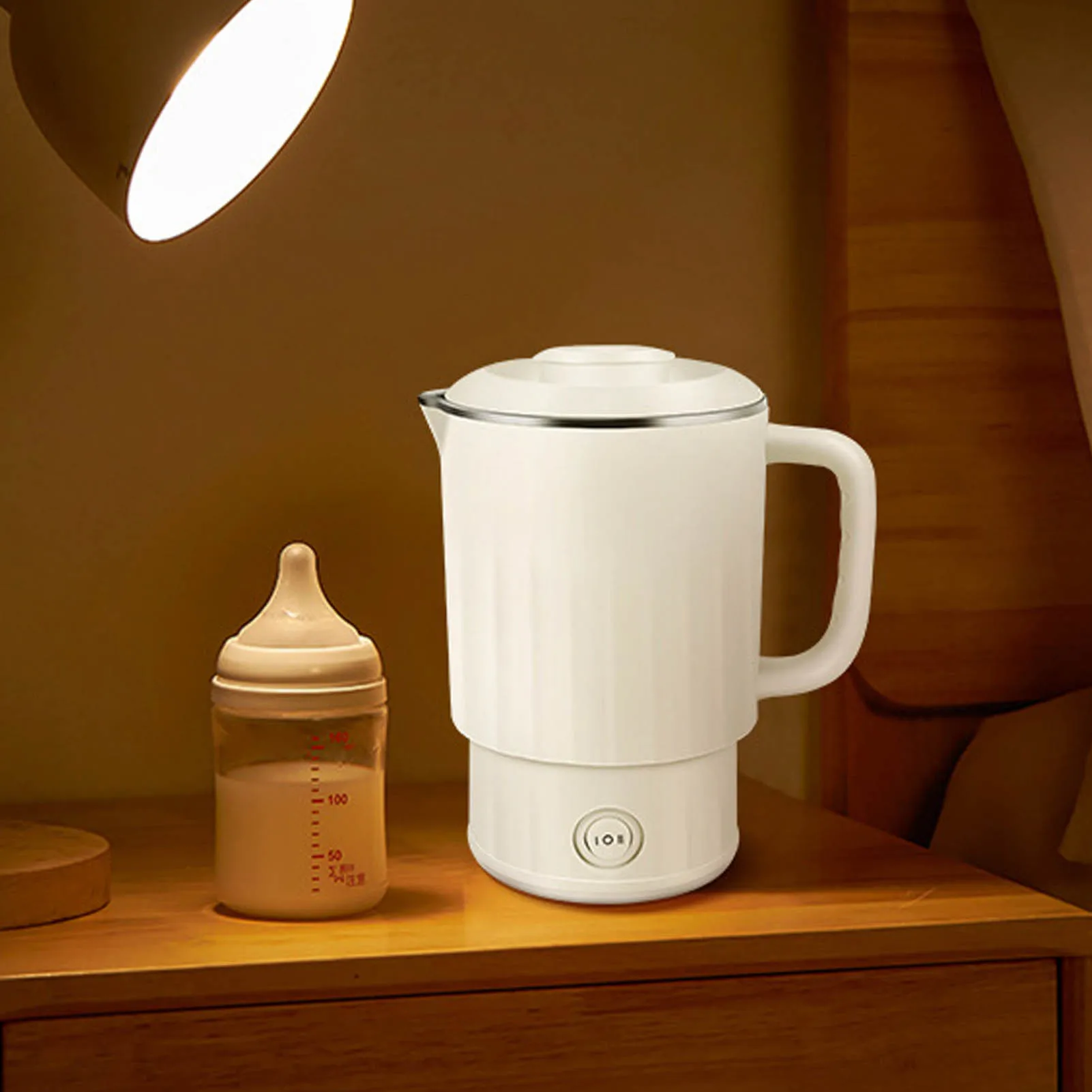 

Travel Electric Kettle 600ml Capacity 600W Fast Heating Stainless Steel Portable Hot Water Boiler for Business Trip US Plug 110V