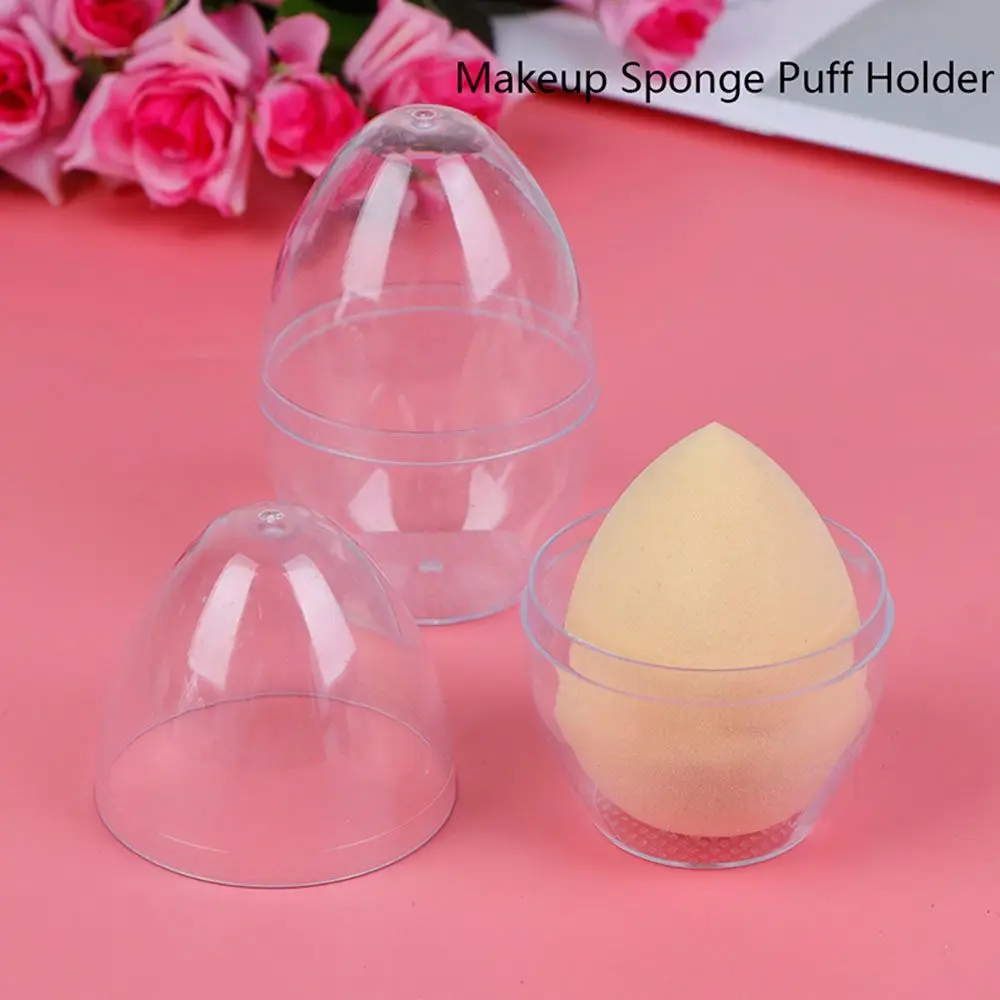 High Quality Makeup Tool Cosmetic Puff Holder Transparent Storage Box Sponge Egg Box Egg Puff Case Puff Holder