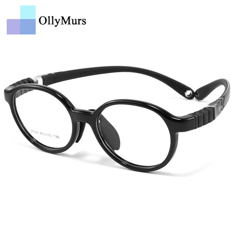 OLLYMURS Сверхлегкая удобная детская оправа для очков для мальчиков, винтажные круглые гибкие оптические детские очки по рецепту для девочек