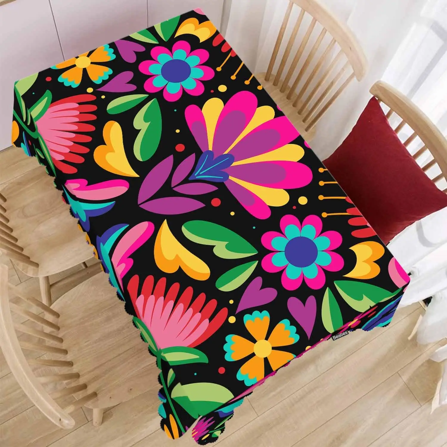 Mexican Day of The Dead Floral Tablecloths Mexico Fiesta Party Decor Dia DE Los Muertos Table Cloths Kitchen Dining Table Decor