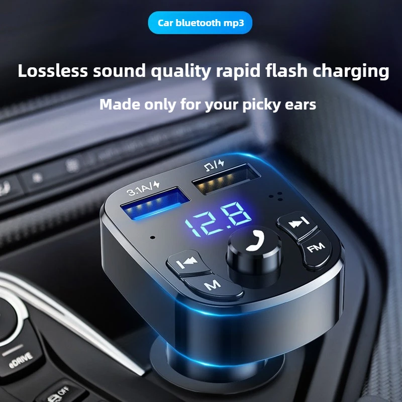 

6A Car Charger Bluetooth 5.0 FM Transmitter PD Type-C Dual USB Ambient Player MP3 Charger Type-C Wireless Light Handsfree