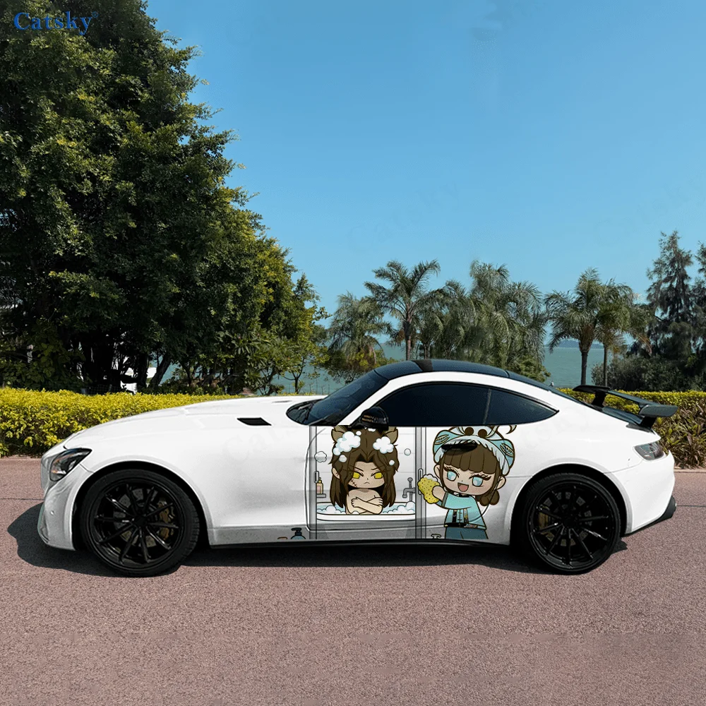 

Мультяшный персонаж «Возьмите ванну», боковая наклейка автомобиля, декор, водонепроницаемая, устойчивая к царапинам наклейка из ПВХ, защита автомобиля, автоаксессуары, подарок