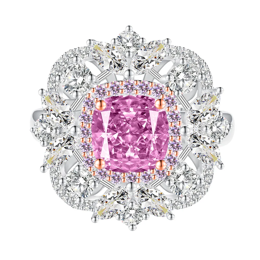 

S925 Sterling Silver 4.5ct Colored Floral Zircon Cocktail Ring - Statement Jewelry