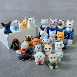 12pc Cute Cat Dog Small Animal Decoration Resin Craft Miniature Figure Tiny for Bonsai Microlandscape Fairy Garden Decor