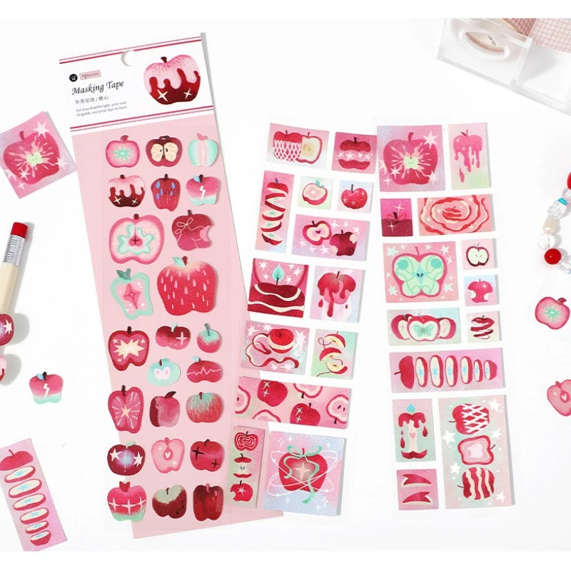 6 قطعة/المجموعة بريق ساندي أبل كوكب ملصق مائي مجلة سجل القصاصات ديكو الشريط الكورية INS الجمالية ملصق لخلفية الكولاج #1