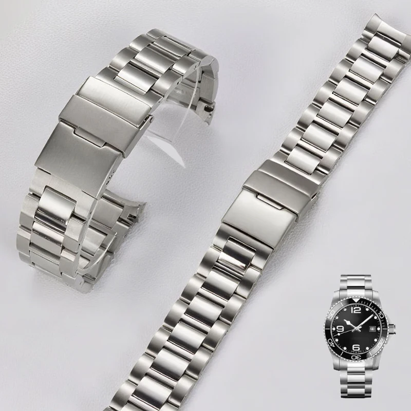

Ремешок из нержавеющей стали с изогнутым концом для часов Longines Concas Master Conquest Hydro Conquest L3.642.4 L3.781.4, браслет 21 мм, ремешки для часов.