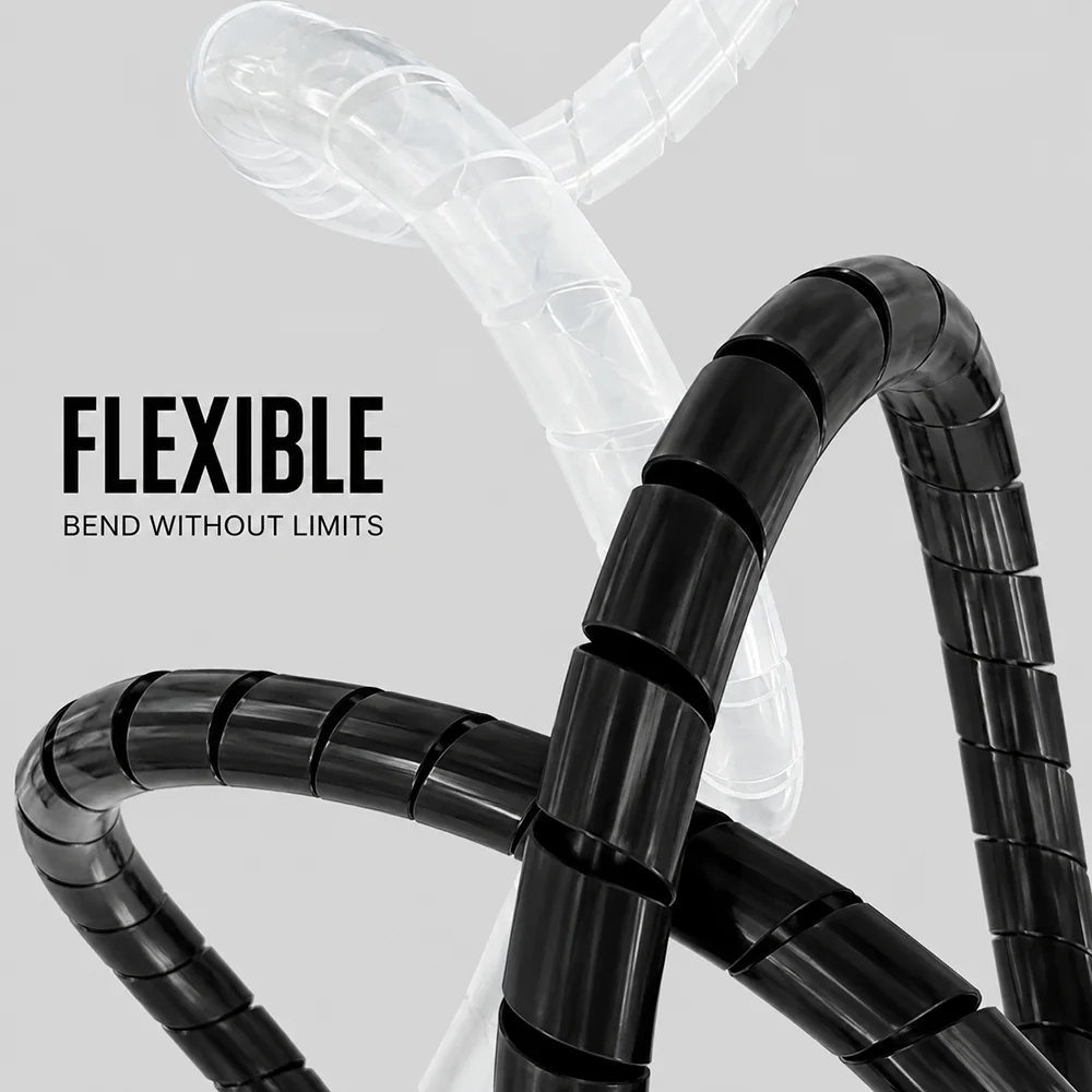 Black/white PE spiral pipe ID 4~30MM Anti aging/high toughness/pipeline noise reduction and wear-resistant protective sleeve
