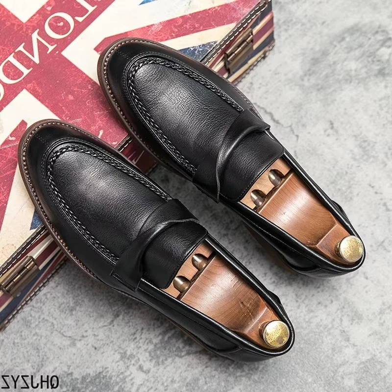 Men's Casual Business Shoes Classic British Style Penny Loafers Moccasins Party Wedding Flats for Men