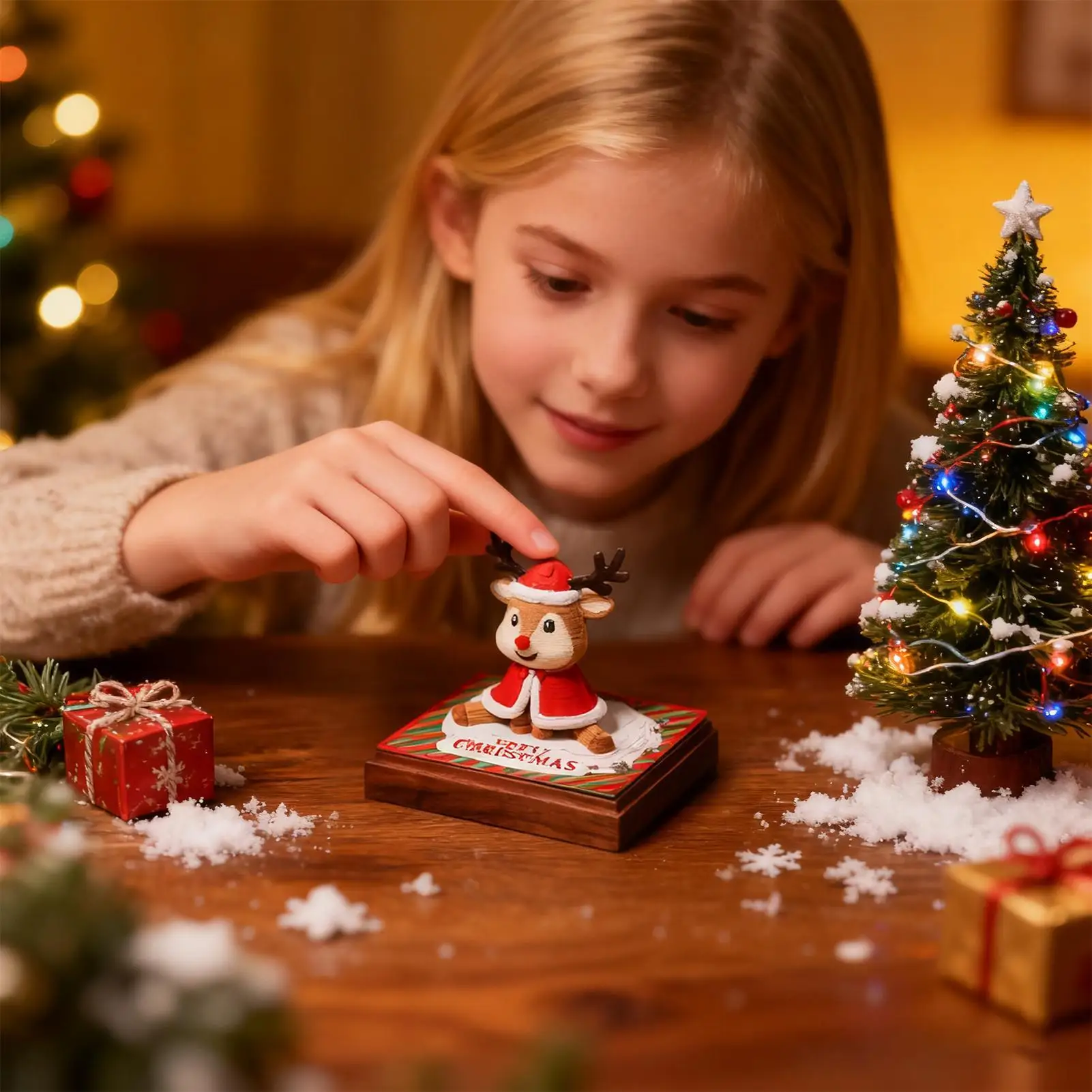 Time Piece Calendar Deer Design Daily Planner Christmas Theme 3D Sculpture Tear Away 2026 Calendar For Kids Women Men Teacher