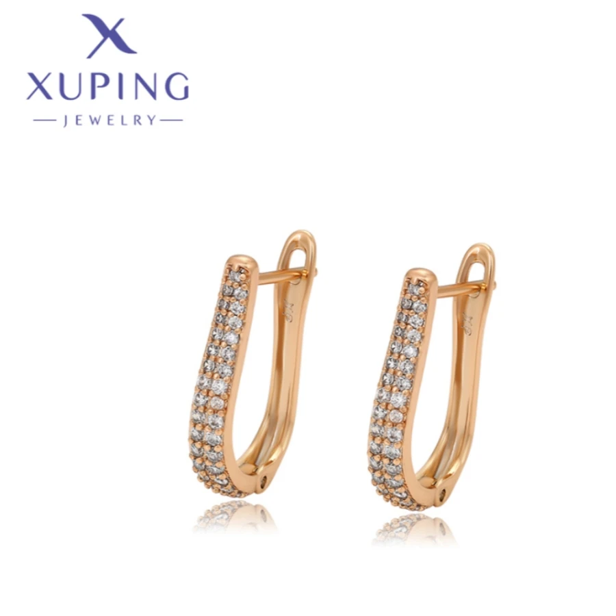 Xuping Jewelry New Arrival Gold Color Geometry Elegant White Zircon Earrings for Women Birthday Christmas Party Gifts X000768011