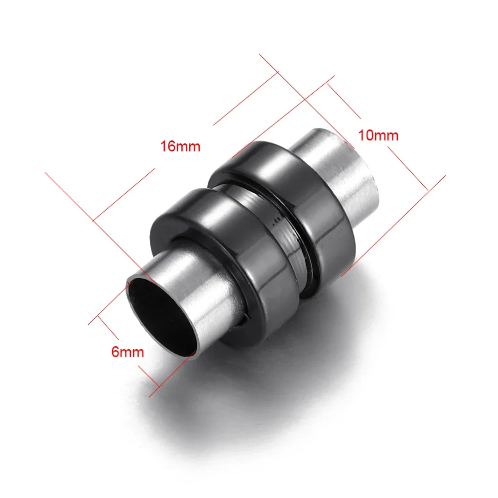Stainless Steel Magnetic Clasps Column Hole 6mm Leather Cord Clasp Bracelet Magnet Buckle DIY Jewelry Making Supplies