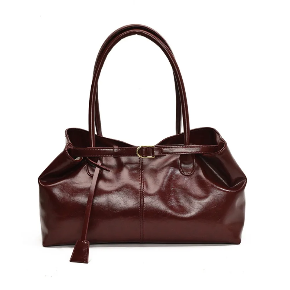 

Korean Style Vintage Shoulder Bag Solid Color PU Leather Large Capacity Handbag Large Capacity Tote Bag Underarm Packs Girls