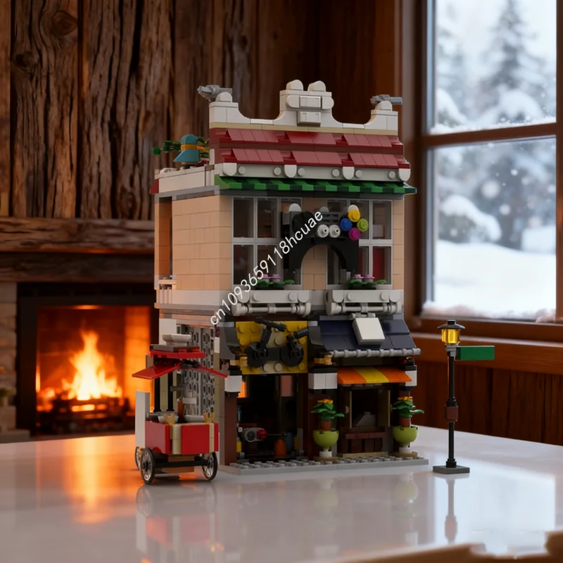 

1080 шт. MOC аркадный велосипедный ремонтный магазин Creator 3 1ed модель игрушки строительные блоки Рождественский подарок архитектура DIY кирпич детский день рождения