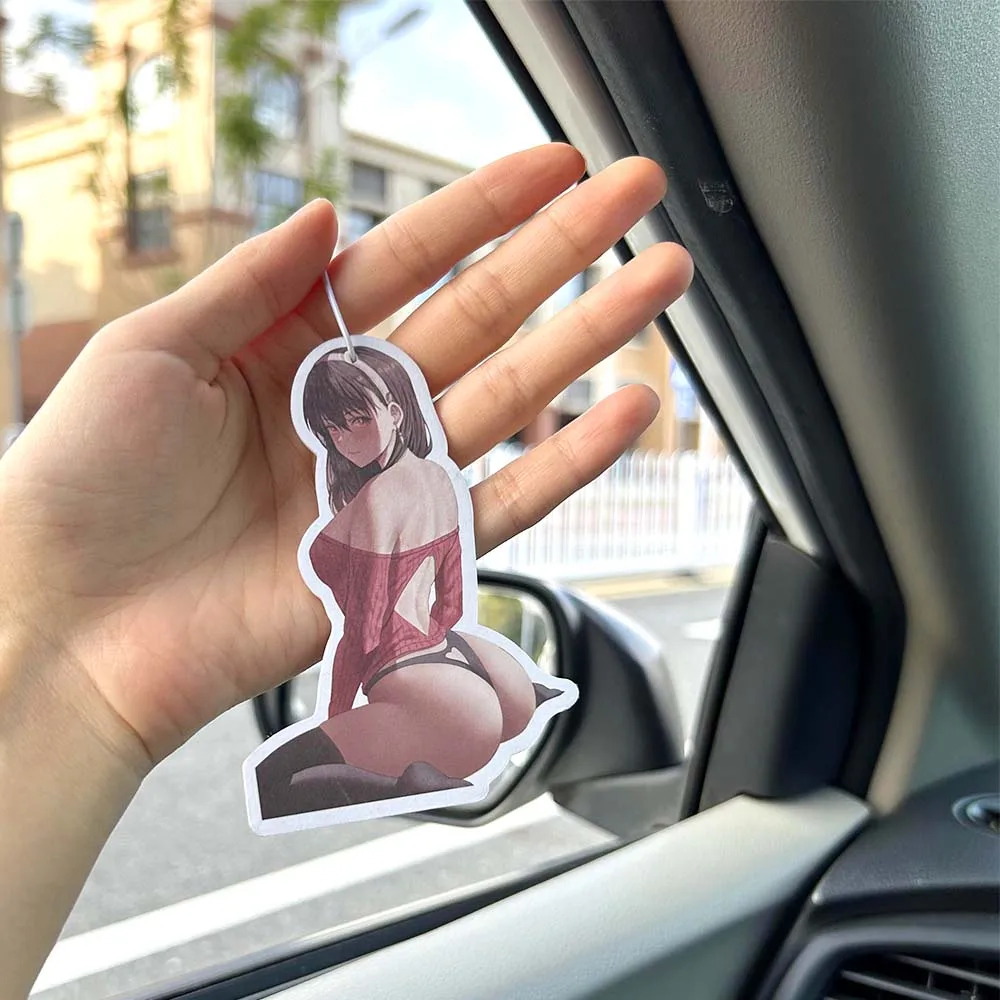 Sexy Girl JDM Car Air Freshener Hanging Rearview Mirror Perfume Flavor Turbo Brake Disc Modified Culture Solid Paper Accessories