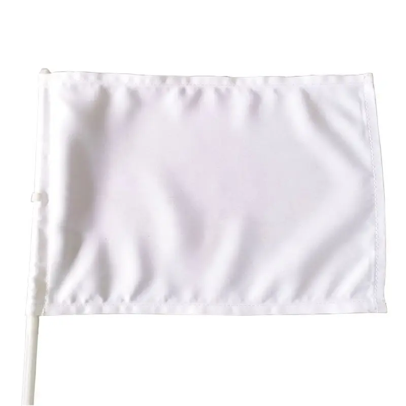 10pcs Sublimation DIY White Blank Polyester Double Sided Car Banner Flags  With Flagstaff