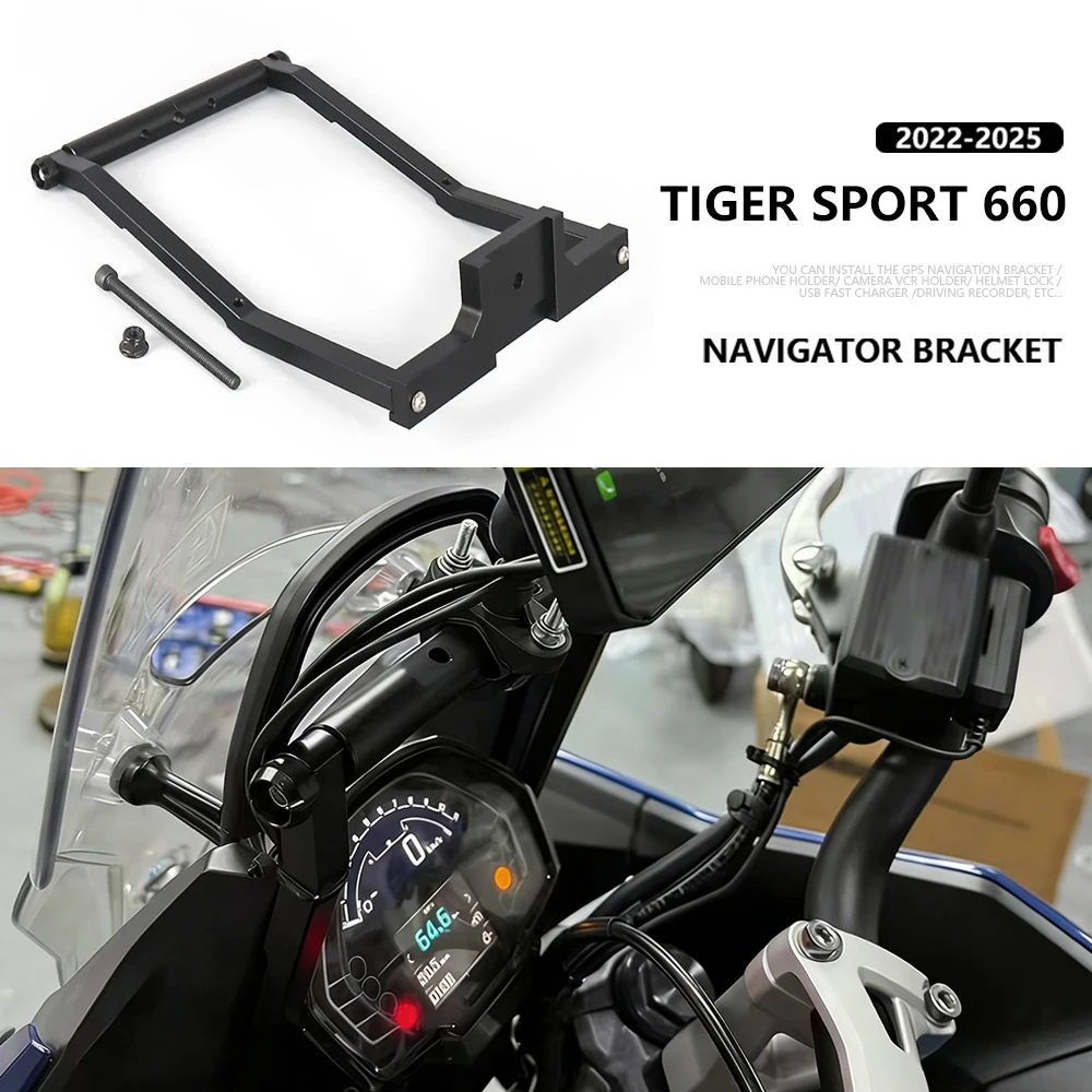

Tiger Sport 660 Motorcycle Accessories GPS Navigator Mount Bracket Phone Holder Black For Tiger Sport 660 2022 2023 2024 2025