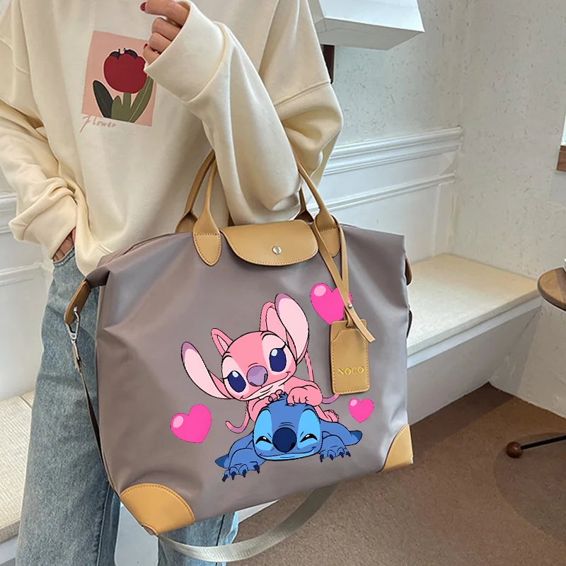 Stitch Disney damska torba podróżna o dużej pojemności torebka damska wodoodporna modna torba na siłownię torba na bagaż torba na ramię prezent