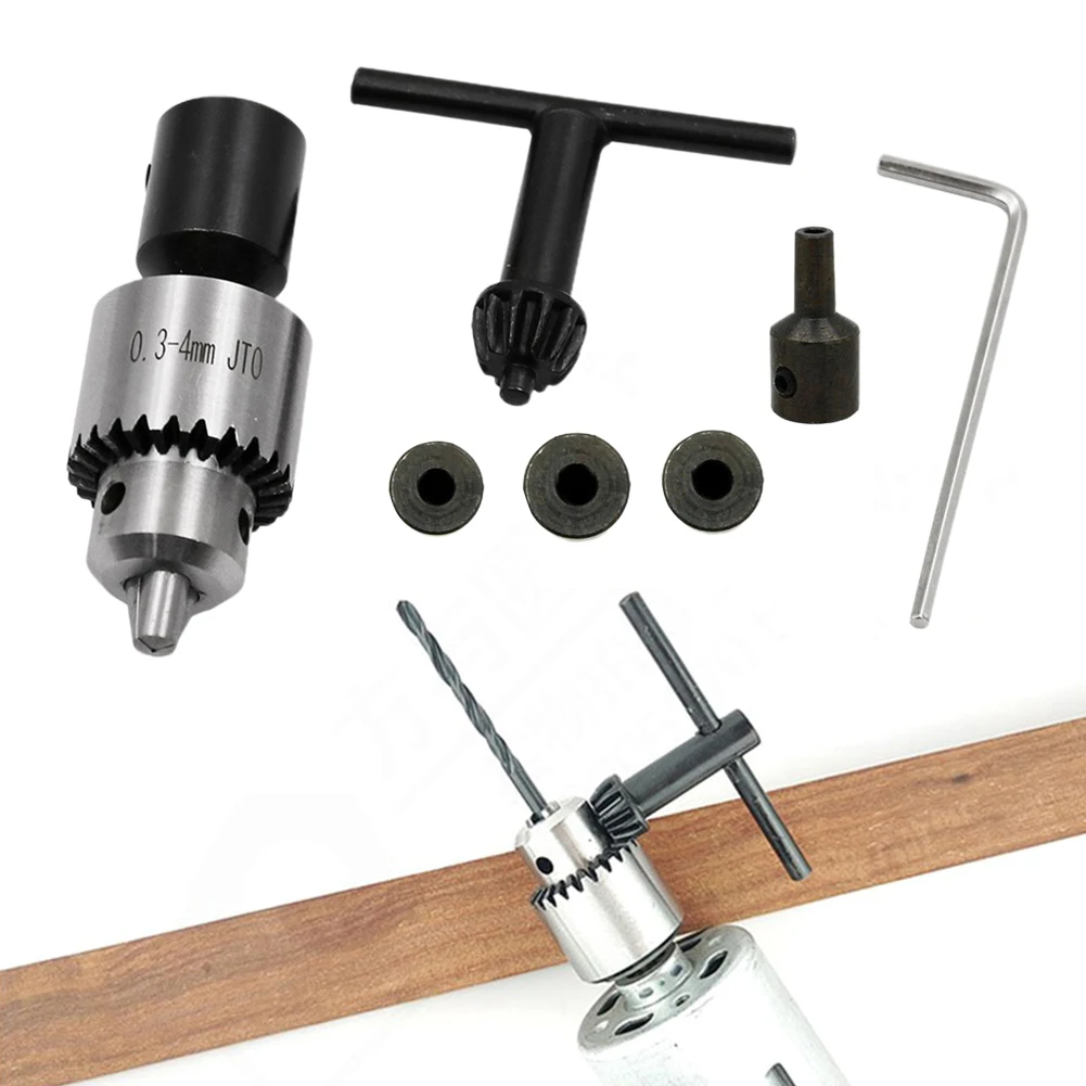 Micro Motor Drill Chuck Clamping Range 0.3-4mm Taper Mounted Mini Drill Chuck With T And L Spanner And 4/5/6/8mm Connector