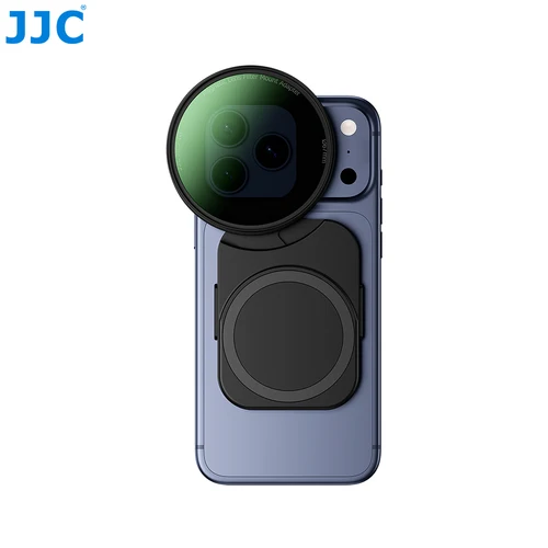 Adaptador de filtro de lente de montaje de filtro de teléfono magnético JJC para iPhone 17 Pro Max 17 16 15 14 Series con zapata fría 1/4 ""para trípode de micrófono