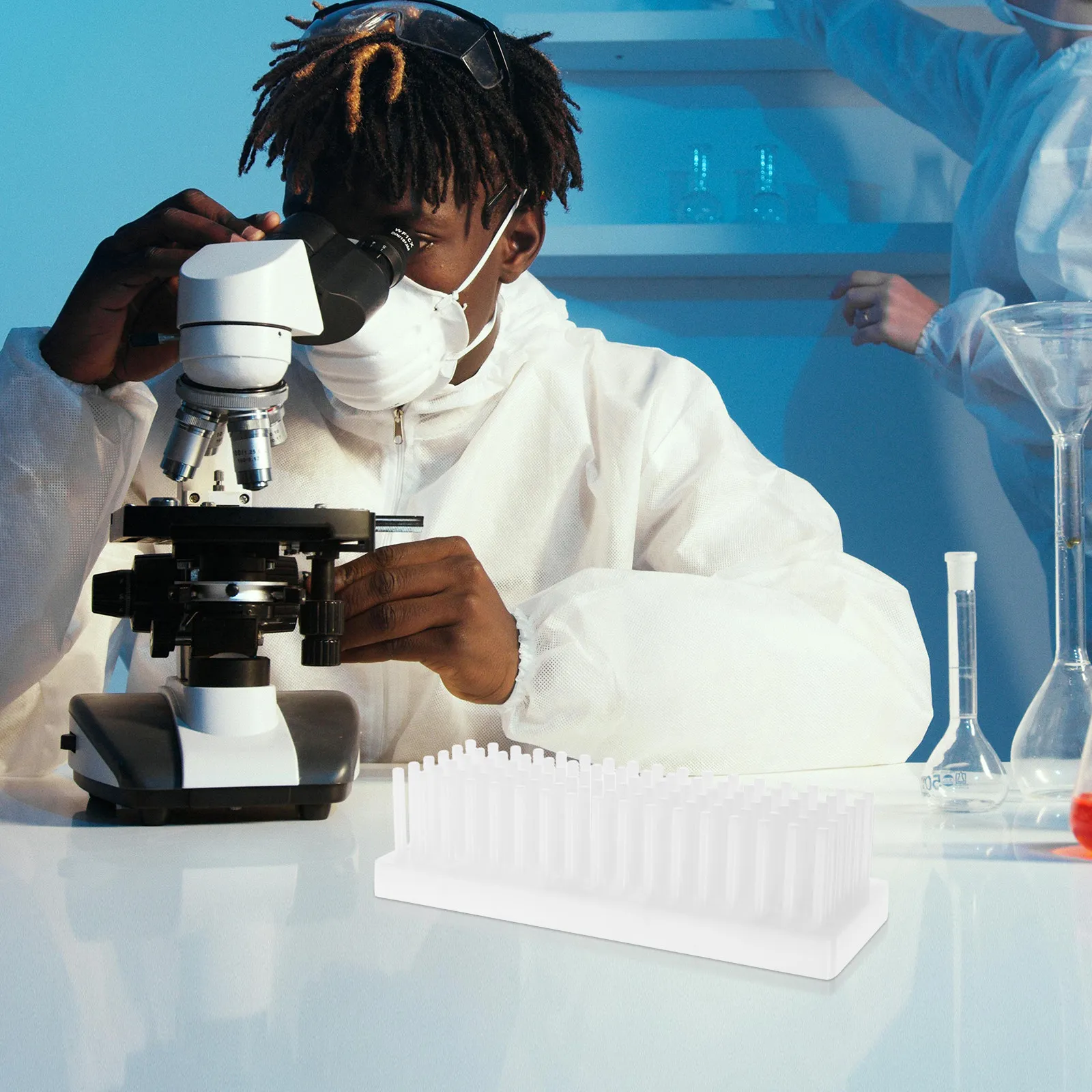 Plastic Tube Rack Stable Test Tube Stand for Laboratory Drying Storage Holder Reusable Chemistry Experiment Organizer view 2