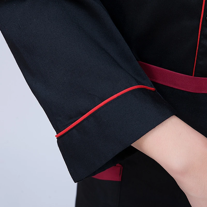 Chaqueta de Chef para hombre, camisa de manga larga, delantal, sombrero, abrigo de cocinero de panadería, ropa de pastelería, uniforme de camarero de restaurante, logotipo impreso
